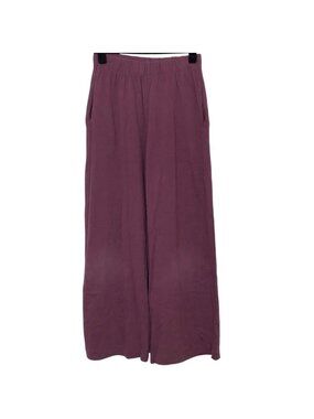Girl's Zara Solid Burgundy Elastic-Waist Wide-Leg Pants 13-14
